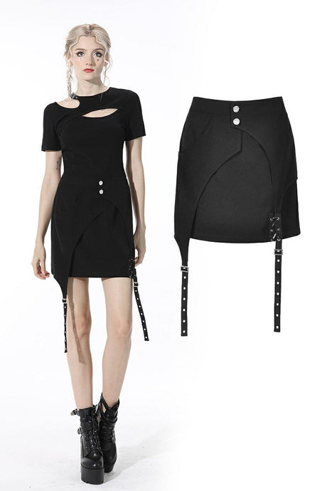 Punk lady asymmetrical mini skirt KW197