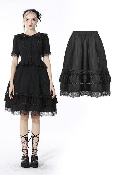 Black lolita cross side hollow out skirt KW199