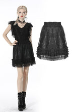 Load image into Gallery viewer, Black lolita lace layered trim mini skirt KW206