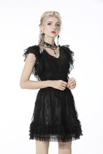 Load image into Gallery viewer, Black lolita lace layered trim mini skirt KW206