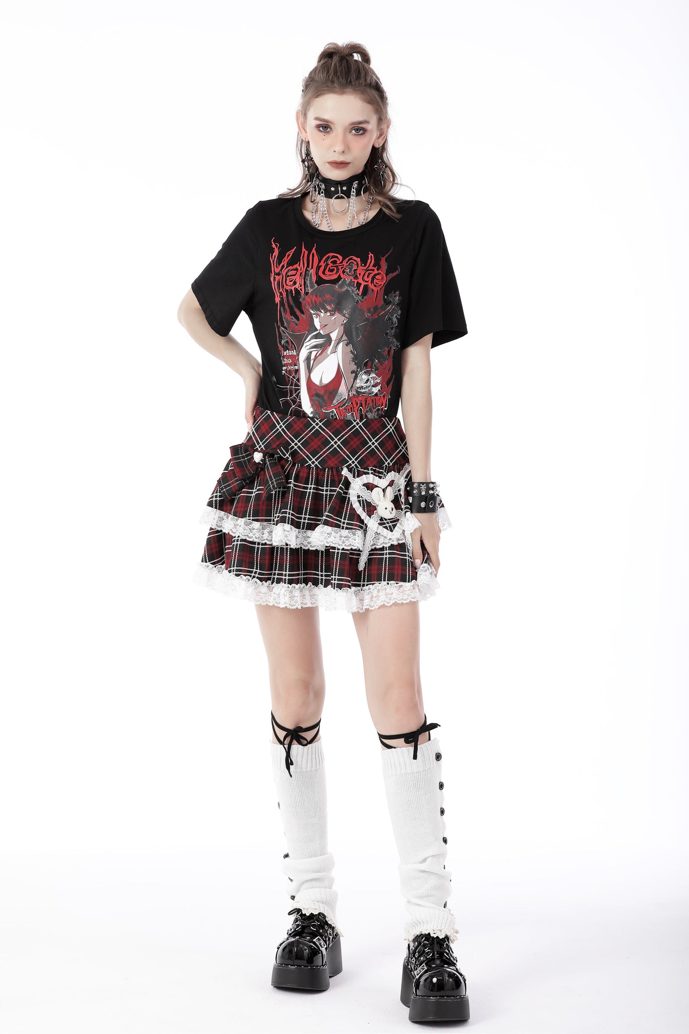 Gothic Lolita Plaid Rabbit Mini Filly Skirt, Dark In