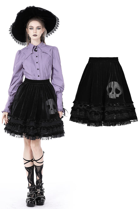 Gothic lolita witch skull velvet skirt KW260