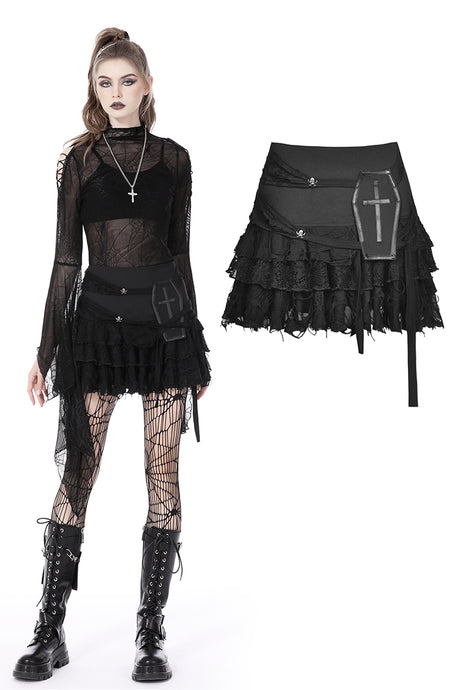 Gothic ghost lace frilly skirt KW271