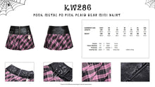 Load image into Gallery viewer, Punk metal PU pink plaid bear mini skirt  KW286