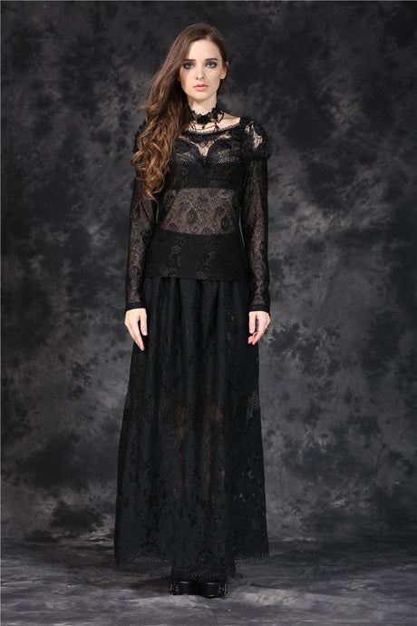 Gothic elegant sexy soft T-shirt with three-dimensional embroidery lace TW100 - Gothlolibeauty