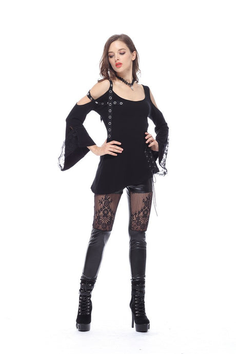 Punk asymmetric corn off-shoulder T-shirt TW107 - Gothlolibeauty