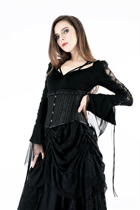 Gothic T-shirt with half mesh sexy sleeves TW148 - Gothlolibeauty