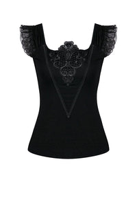 Gothic knitted T-shirt with crumpled swallow shape shoulder TW167 - Gothlolibeauty