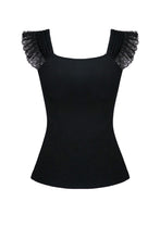 Load image into Gallery viewer, Gothic knitted T-shirt with crumpled swallow shape shoulder TW167 - Gothlolibeauty