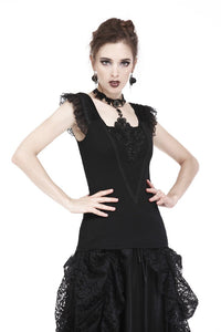 Gothic knitted T-shirt with crumpled swallow shape shoulder TW167 - Gothlolibeauty