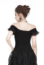 Load image into Gallery viewer, Gothic knitted T-shirt with crumpled swallow shape shoulder TW167 - Gothlolibeauty