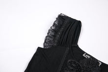 Load image into Gallery viewer, Gothic knitted T-shirt with crumpled swallow shape shoulder TW167 - Gothlolibeauty