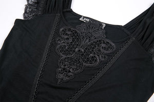 Gothic knitted T-shirt with crumpled swallow shape shoulder TW167 - Gothlolibeauty