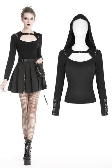 Punk rock hooded long sleeves top T-shirt  TW236 - Gothlolibeauty