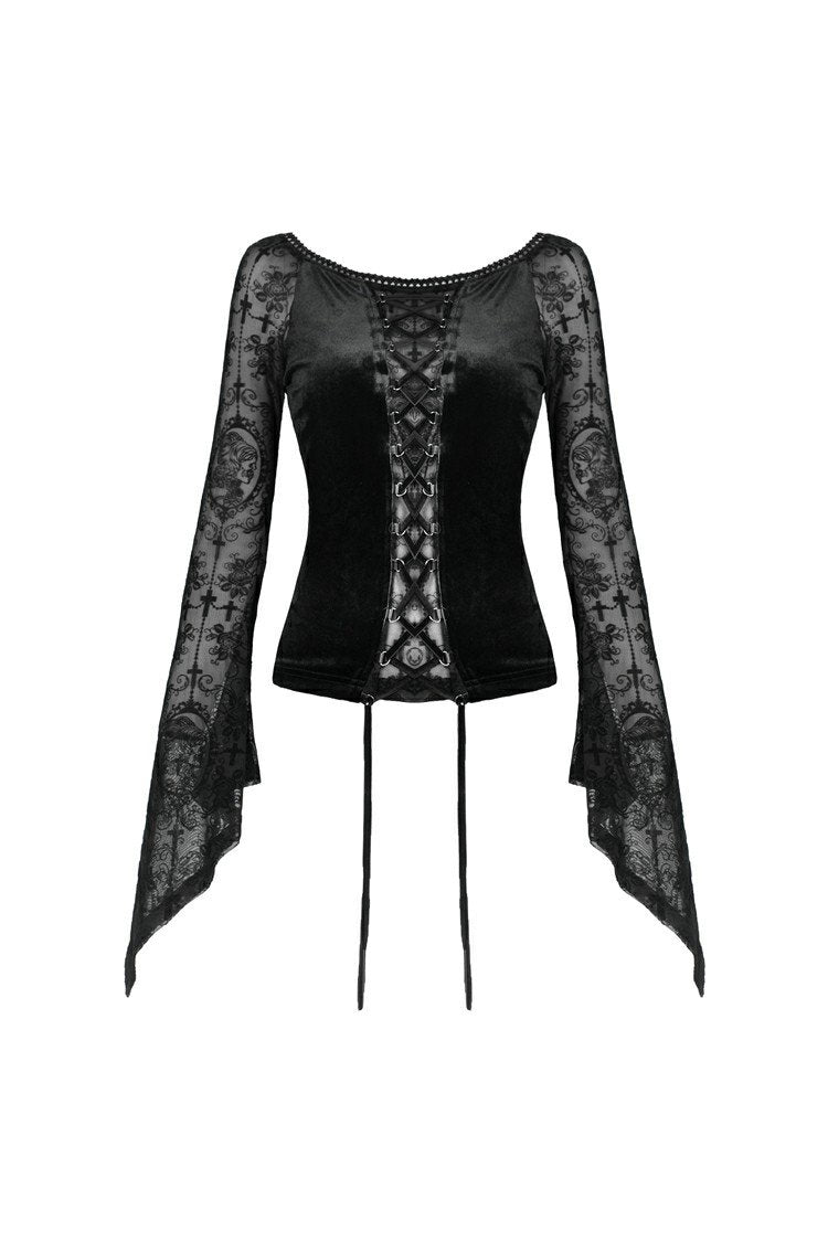 Gothic lace-up velvet T-shirt TW239 – DARK IN LOVE