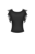 Load image into Gallery viewer, Gothic sexy lace ruffle short sleeves top TW319